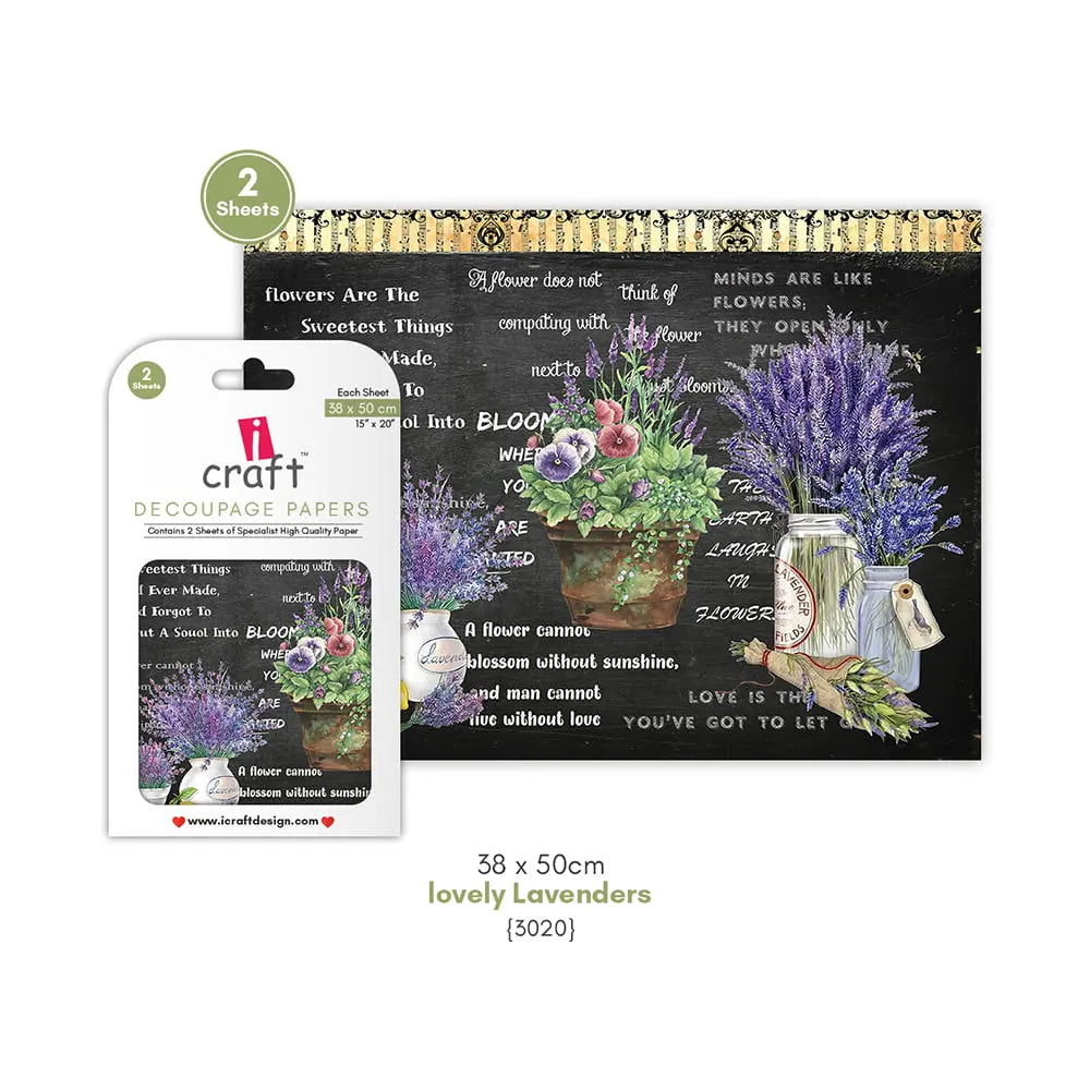 ICRAFT DECOUPAGE PAPERS- LOVELY LAVENDERS 15