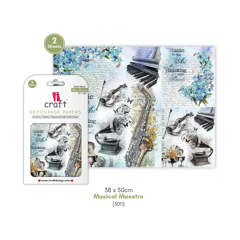 ICRAFT DECOUPAGE PAPERS- MUSICAL MAESTRO 15