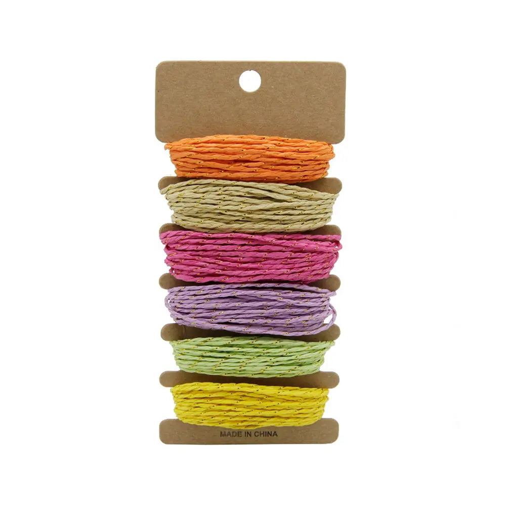 Jags Paper Rope Ribbon (Pack of 6 Assorted Colours) CJR12P-L Jags