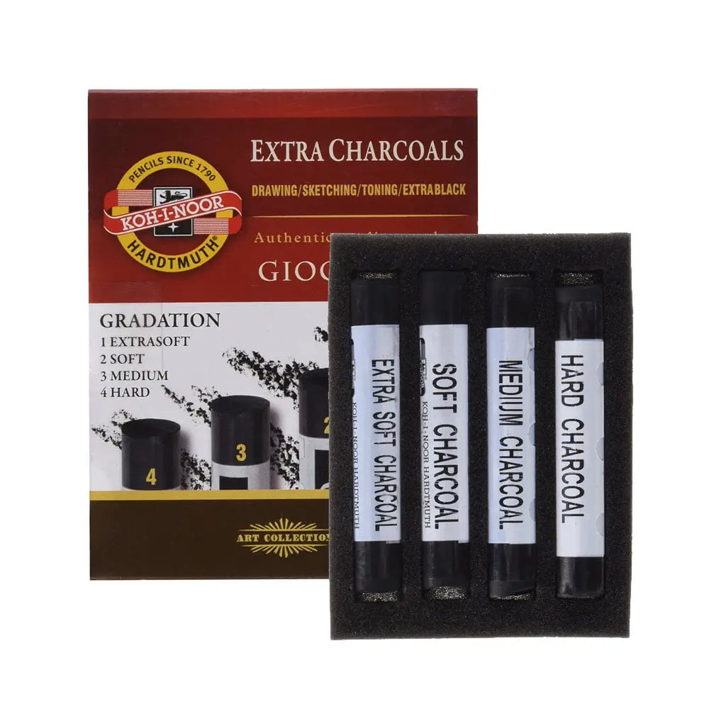 Kohinoor Hardtmuth Artificial Gioconda - Extra Charcoal Round Set Of 4 Kohinoor
