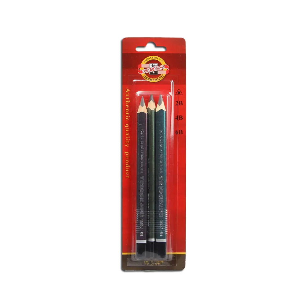 Kohinoor Hardtmuth Graphite Coloured Pencils - Jumbo Triangular Pencil Set (2b, 4b, 6b) Kohinoor