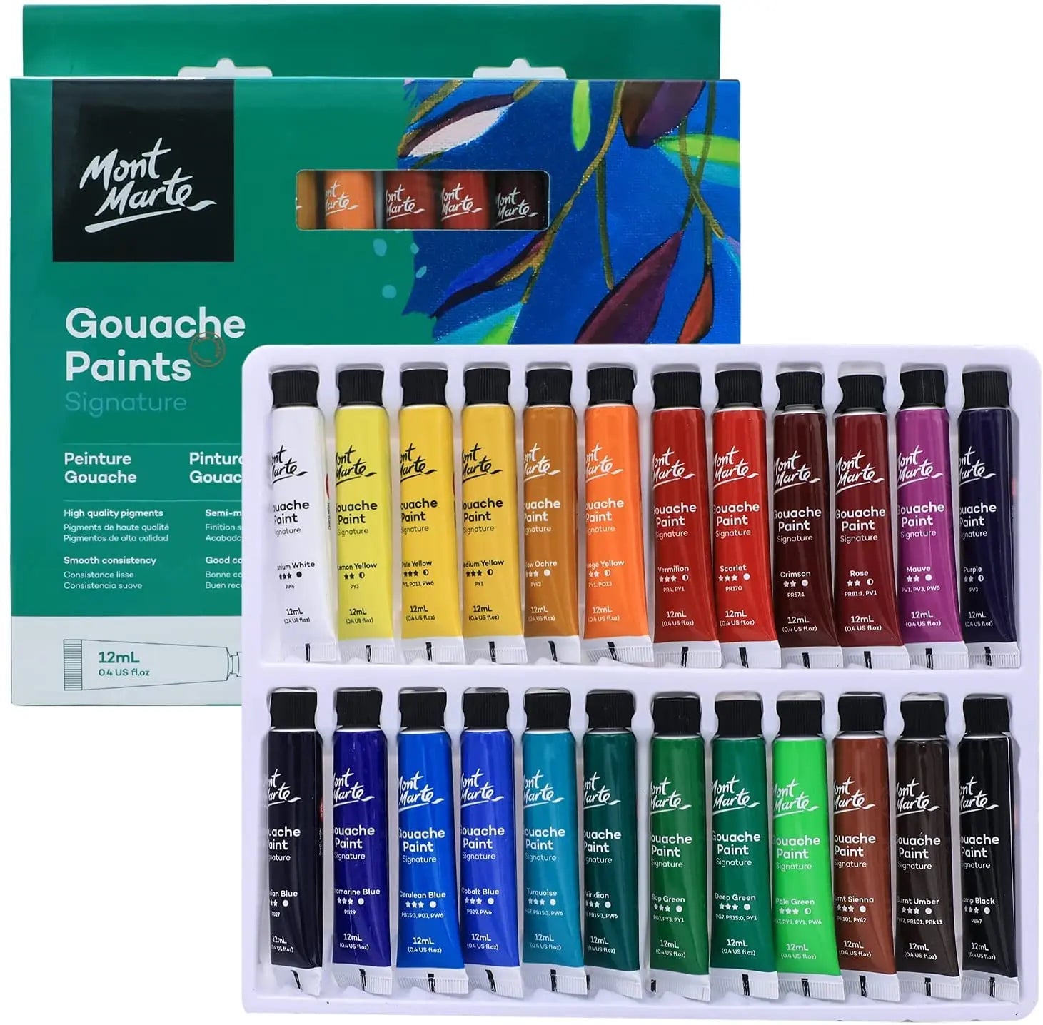 MONT MARTE Watersoluble Oil Pastels in Tin Box Signature 48pc, 48 Assorted  Colors, Great Blending and Layering, Comes in Storage Case, Ideal for Art