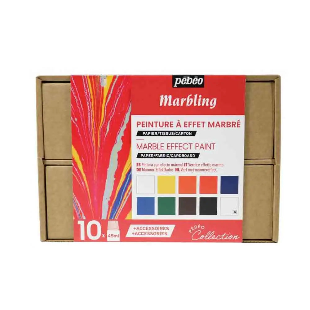 Pebeo Marbling Paint - Assorted 10 x 45 ml - Collection Set Pebeo