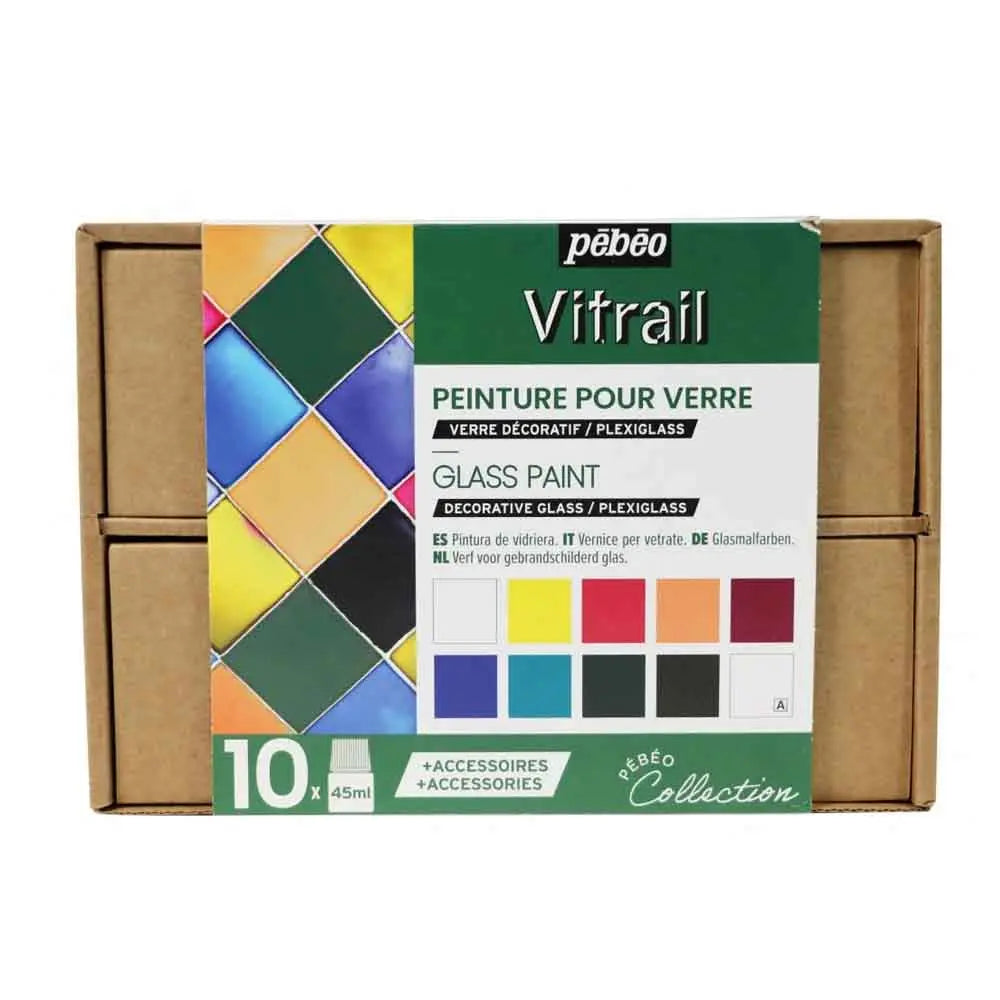 Pebeo Vitrail Glass Paint - Collection case - 10 x 45 ml Pebeo