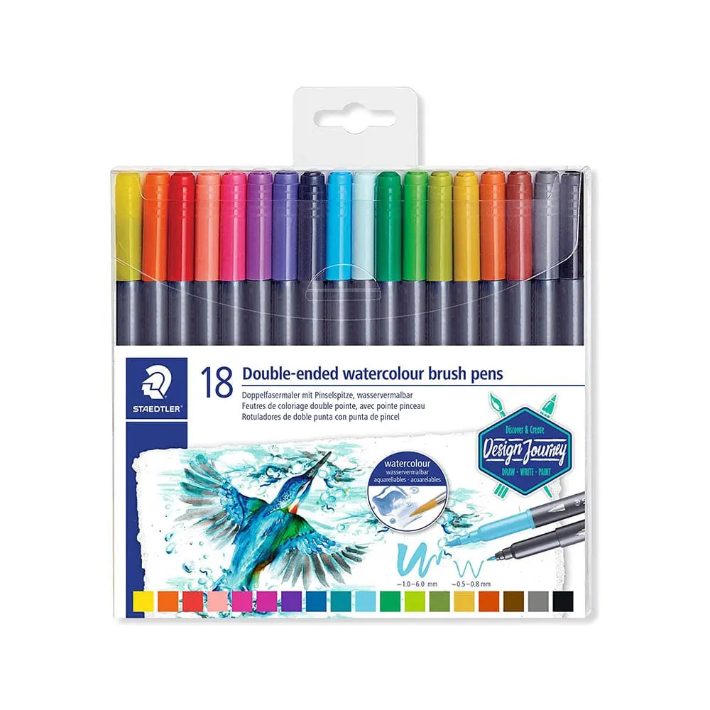 Staedtler 18 Double Ended Watercolour Brush Pens Set Staedtler