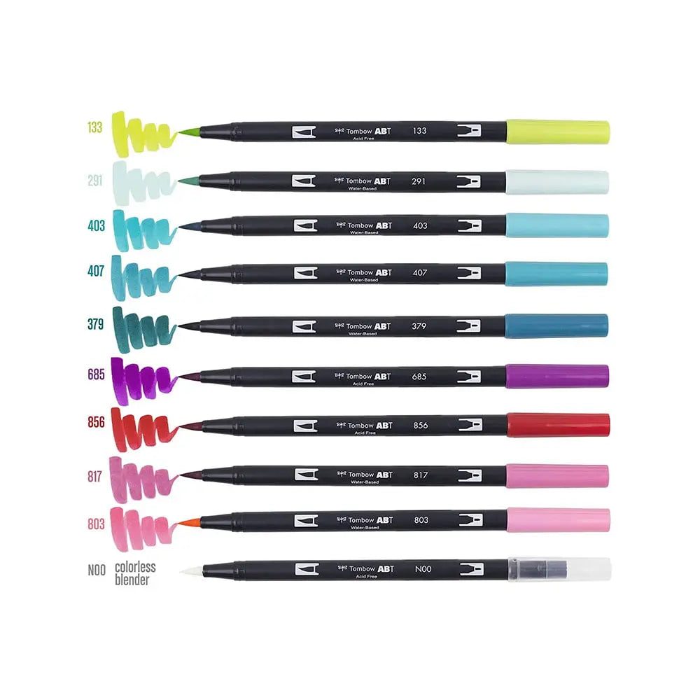 Tombow Dual Brush Pen Marker Case Set Black 54 Pieces