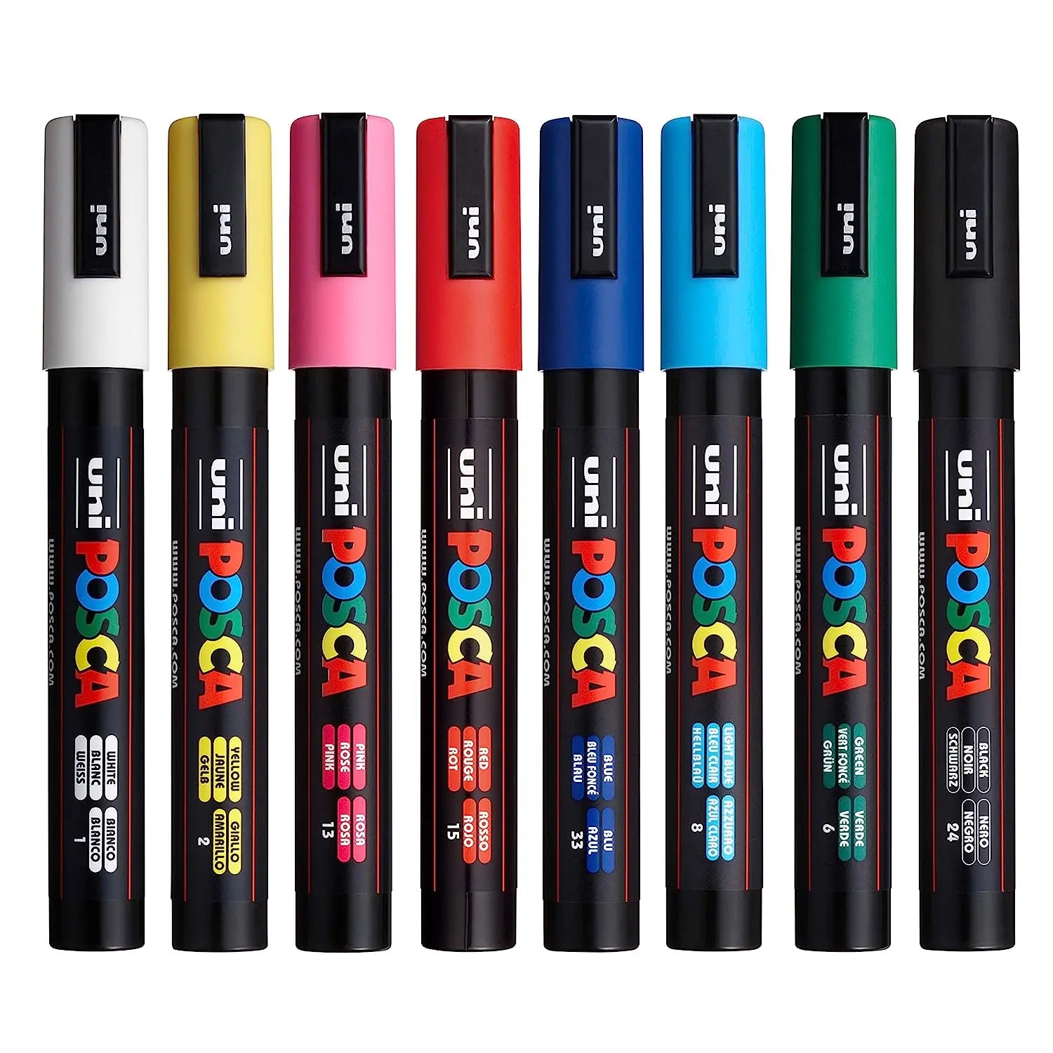 Uniball Posca 5M Markers with Medium Point Pen Tips for Fabric, Glass Paint, Metal Paint Posca