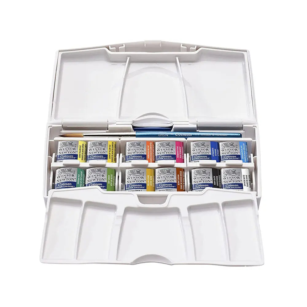 Winsor & Newton Cotman Water Colours - Pocket Plus 12 Half Pans Set Winsor & Newton