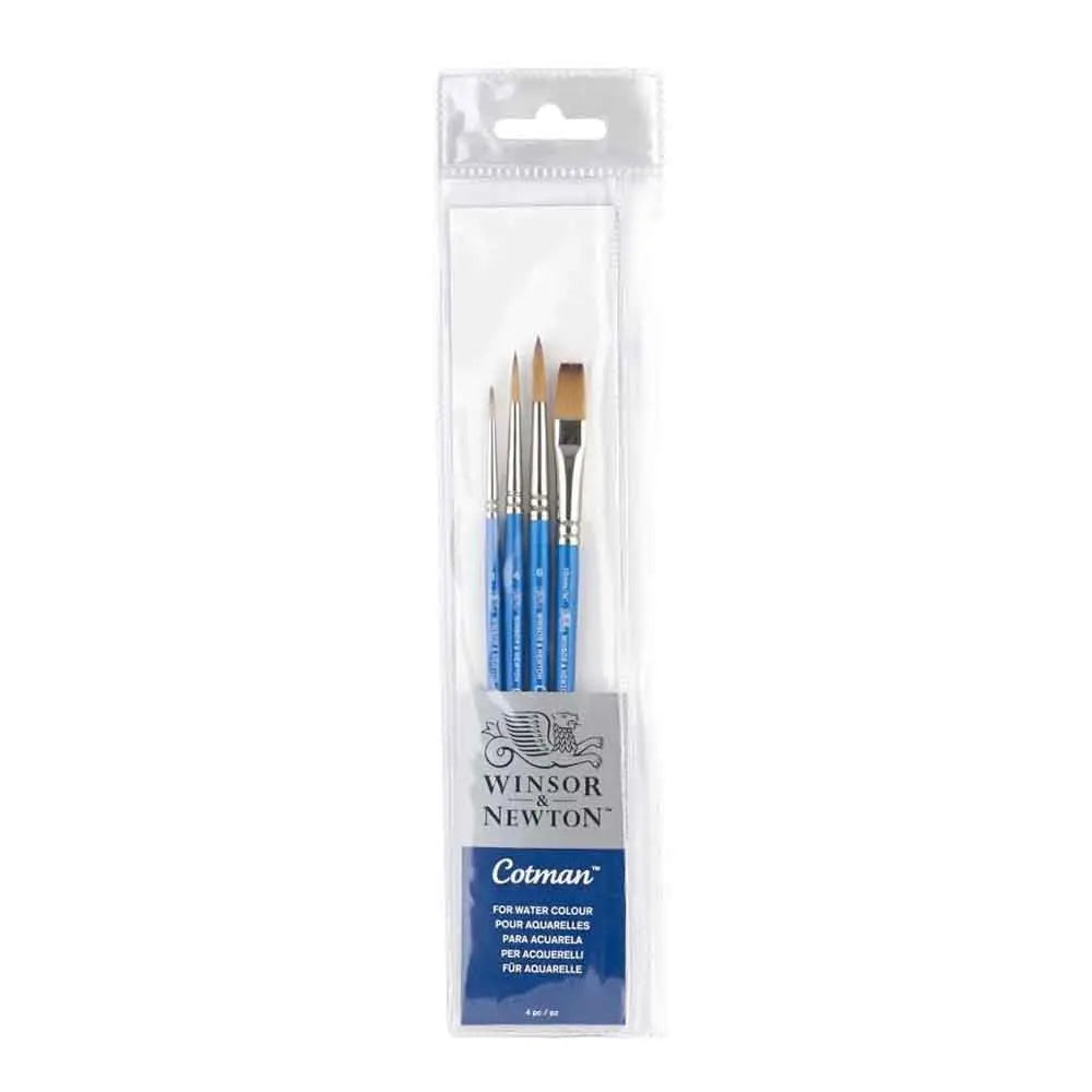 Winsor & Newton Cotman Watercolour Synthetic Hair Brush - Short Handle - Pack of 4 -Set 2 Canvazo