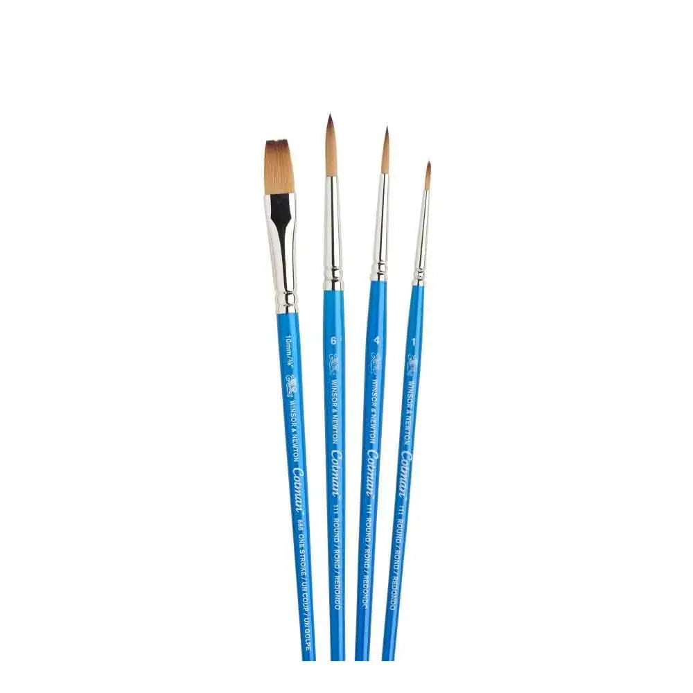 Winsor & Newton Cotman Watercolour Synthetic Hair Brush - Short Handle - Pack of 4 -Set 2 Canvazo