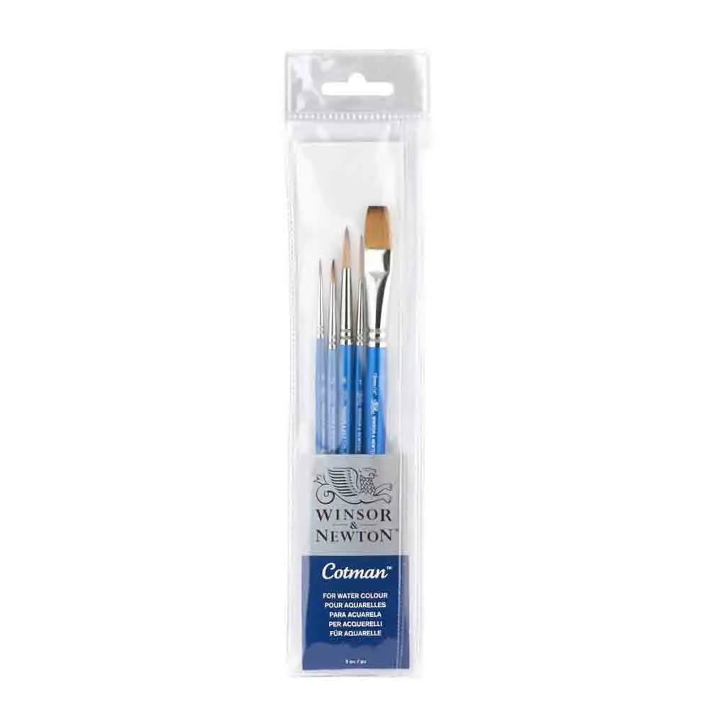 Winsor & Newton Cotman Watercolour Synthetic Hair Brush - Short Handle - Pack of 5 - Set 2 Canvazo