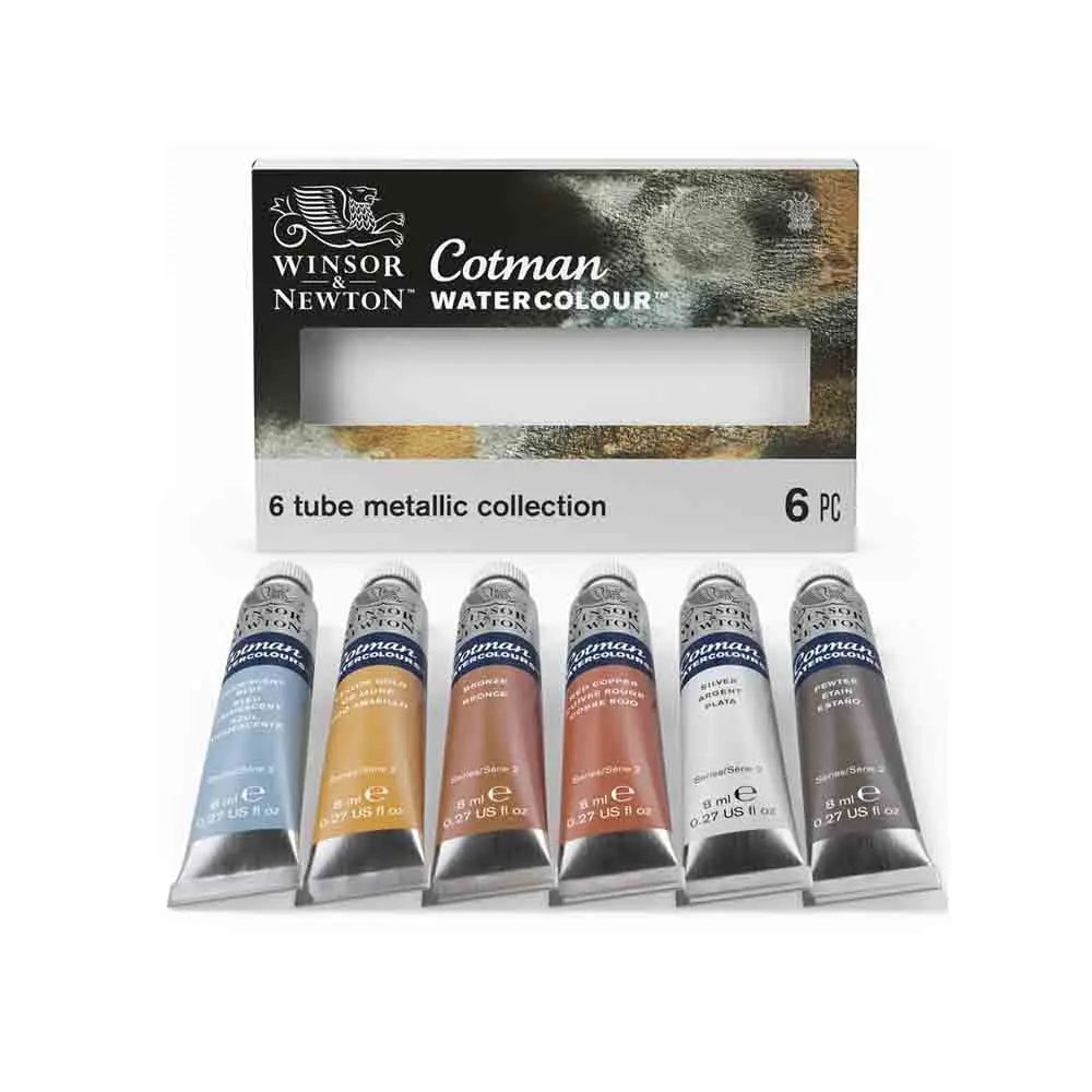 Winsor and Newton Cotman Water Colour Metallic Collection 6 Tube Set Canvazo