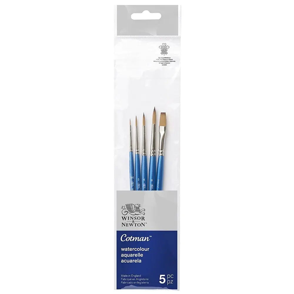 Winsor and Newton Cotman Watercolour Synthetic Hair Brush - Short Handle - Pack of 5 Winsor & Newton