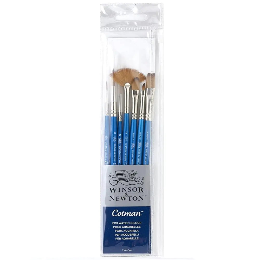 Winsor and Newton Cotman Watercolour Synthetic Hair Brush - Short Handle - Pack of 7 Winsor & Newton