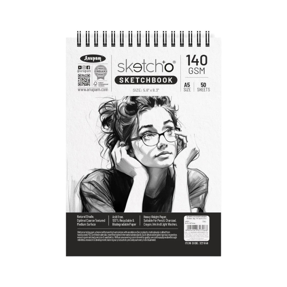 Anupam Sketcho Sketchbook A5 50 Sheets Top Wire-O