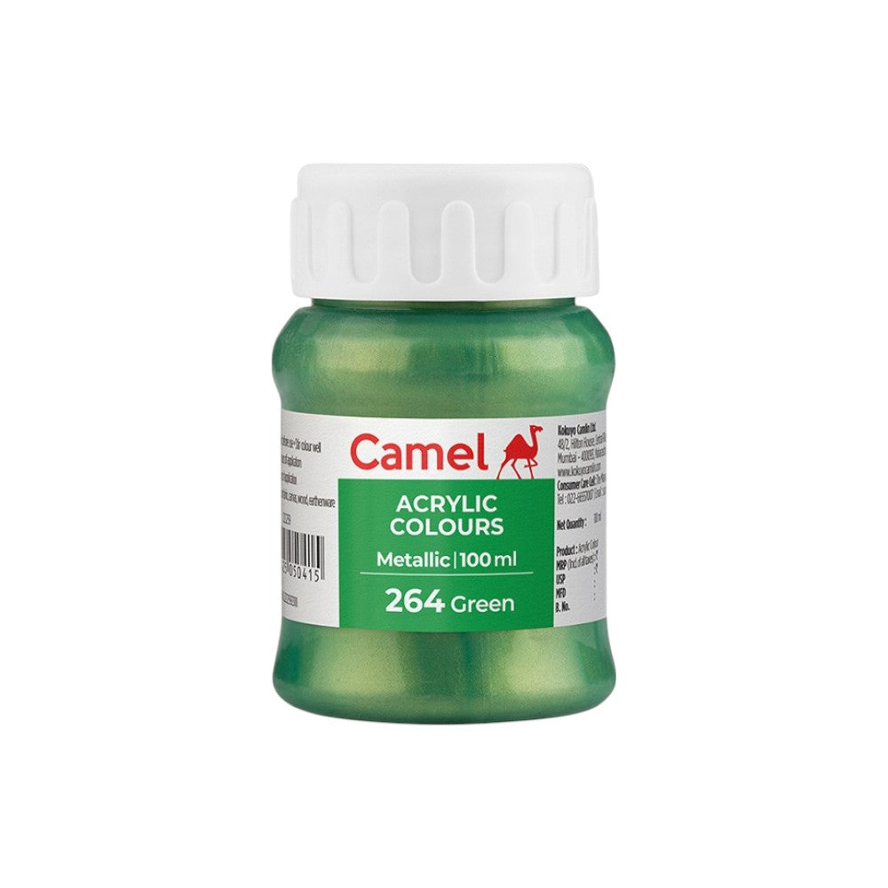 Camel Fabrica Metallic Acrylic Colours (Loose Colours) 100ml - Metallic Green