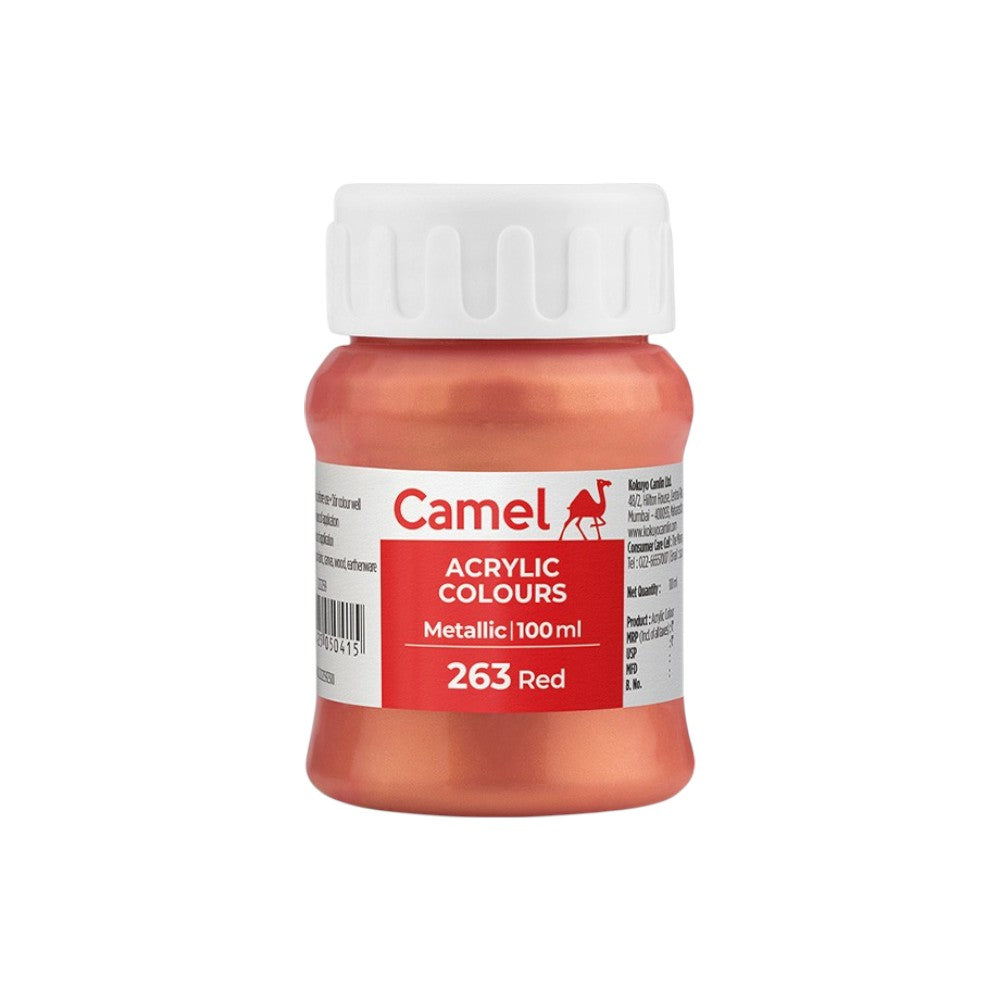 Camel Fabrica Metallic Acrylic Colours (Loose Colours) 100ml - Metallic Red