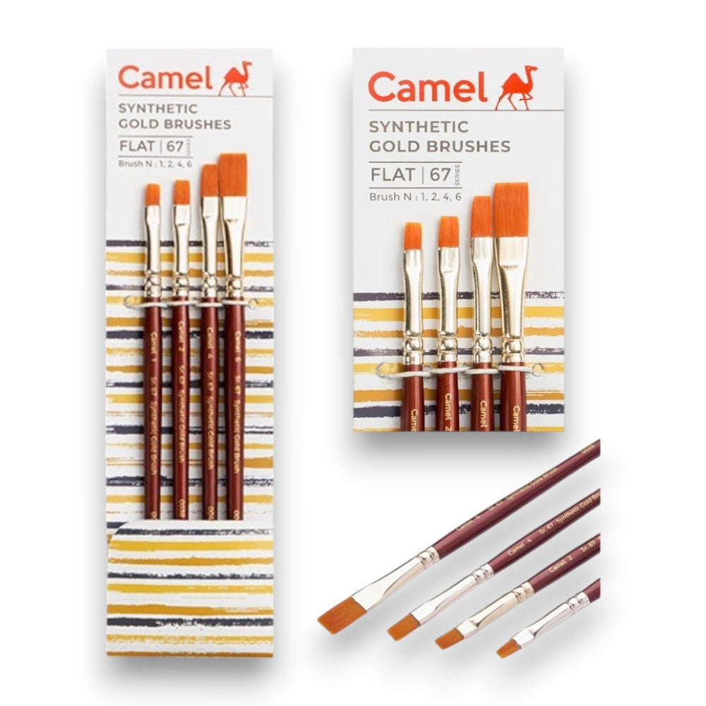 Camel Camlin Series 67 Synthetic Gold Flat Brush Set Camel