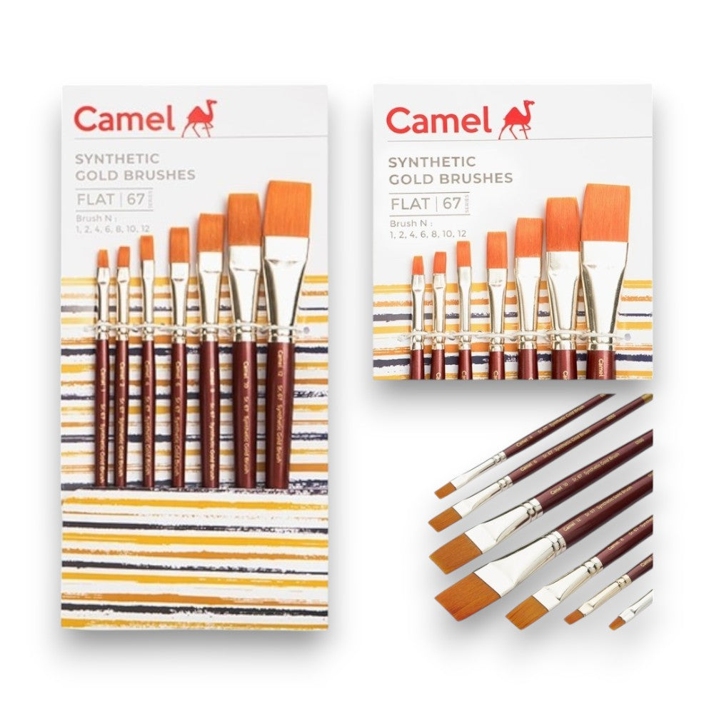 Camel Camlin Series 67 Synthetic Gold Flat Brush Set Camel