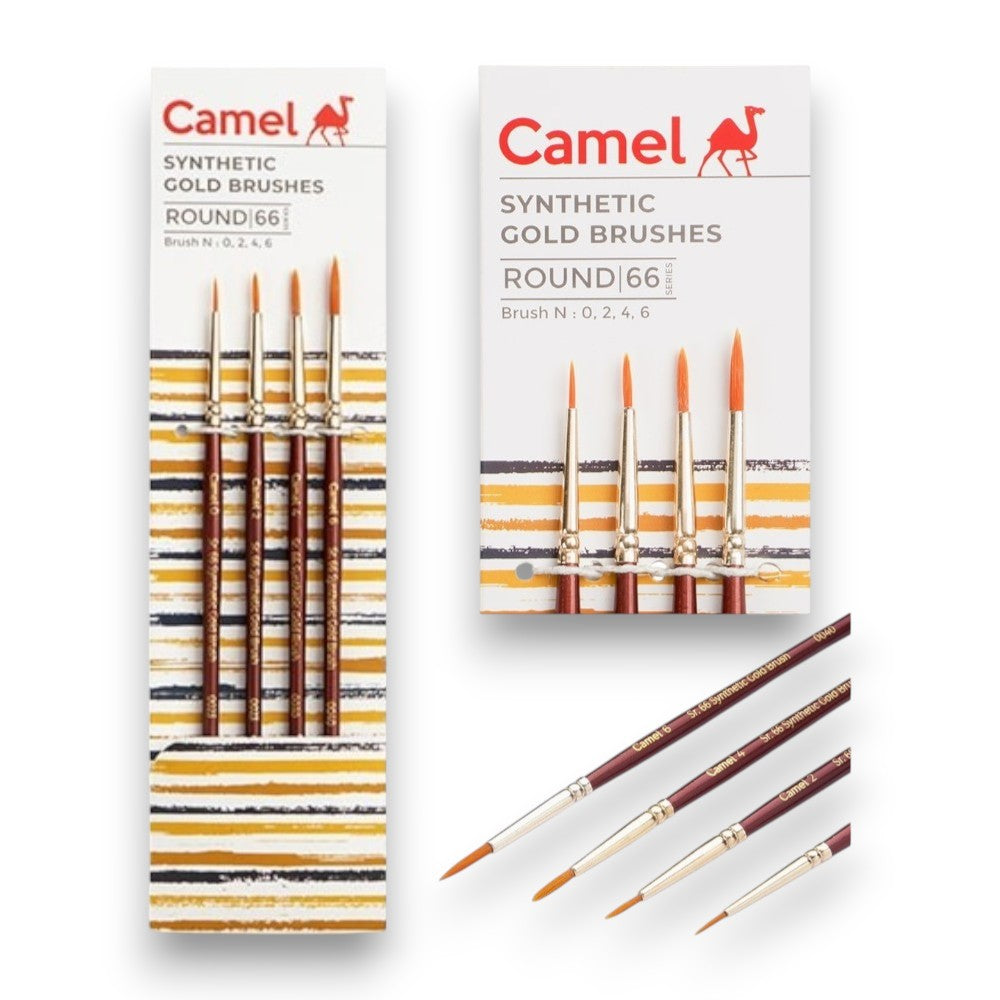 Camel Camlin Series 66 Synthetic Gold Round Brush Set Camel