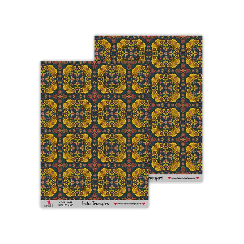 iCraft Insta Transfers Sheet Black Background with Butterfly Patterns - 7X10 - IT 5099 iCraft