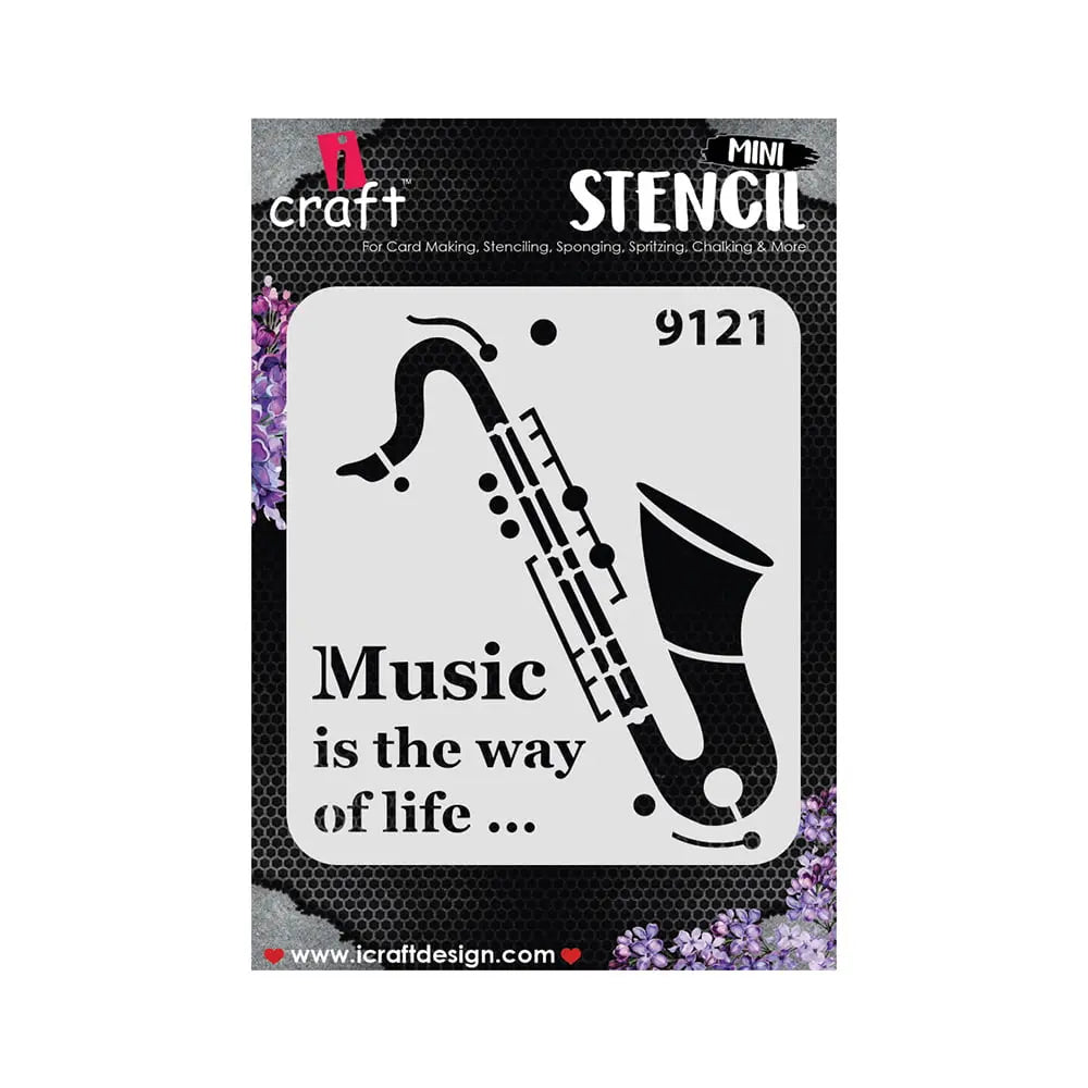 iCraft Mini Saxophone Stencil- 4X4 - 9121 iCraft
