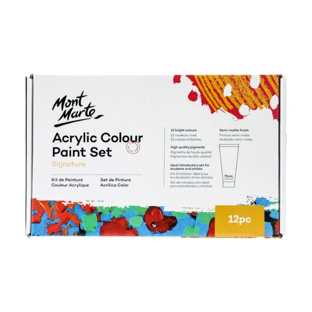 Mont Marte 12pc Acrylic Paint Set (75ml Tubes)