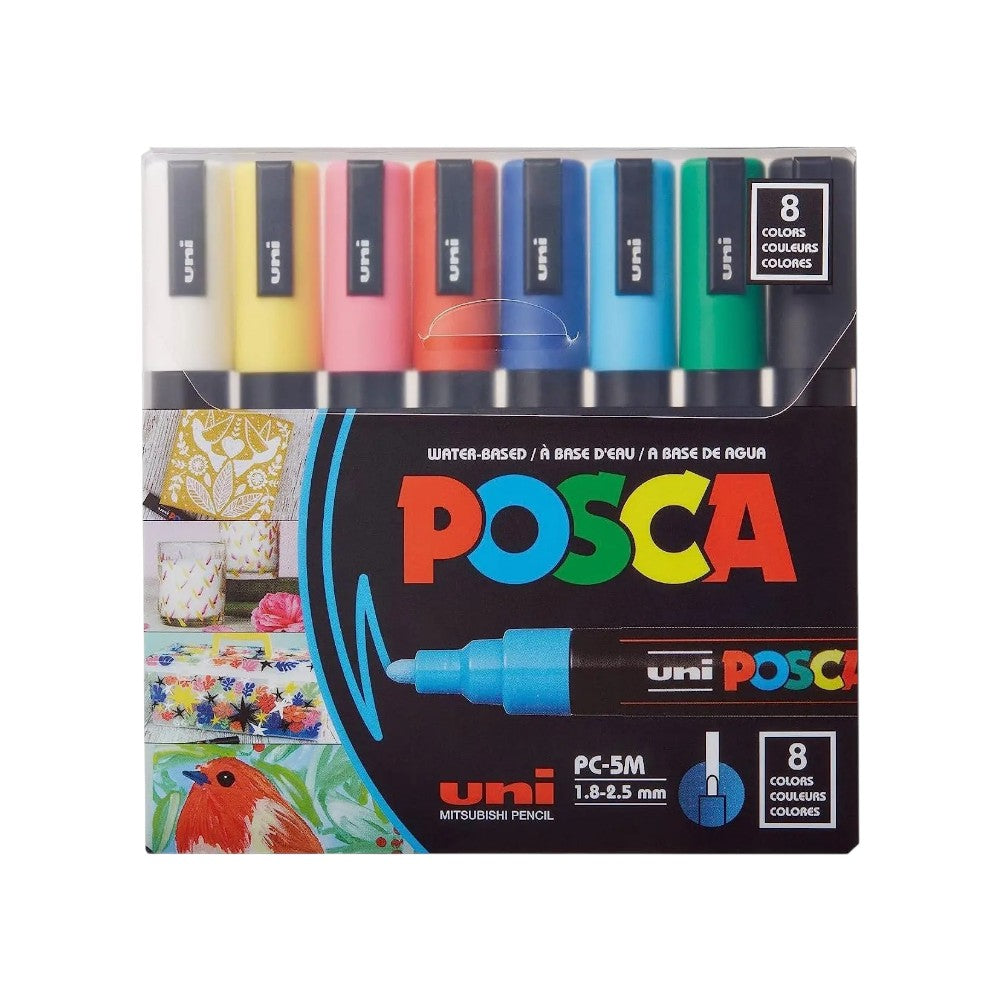 Uniball Posca 5M Markers with Medium Point Pen Tips for Fabric, Glass Paint, Metal Paint Posca