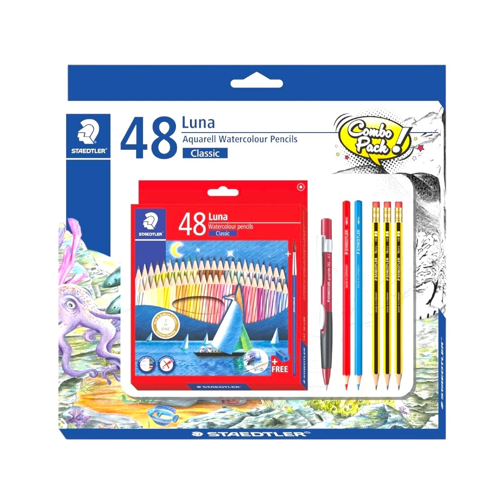 Staedtler Luna Aquarell Watercolour Pencils 48-Color Combo Set for Professionals